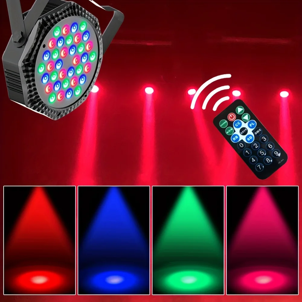 

36LEDs RGB LED Par Stage Light with DMX512 Remote Sound Activated Lighting for DJ Disco Wedding Club Church Christmas Party Show