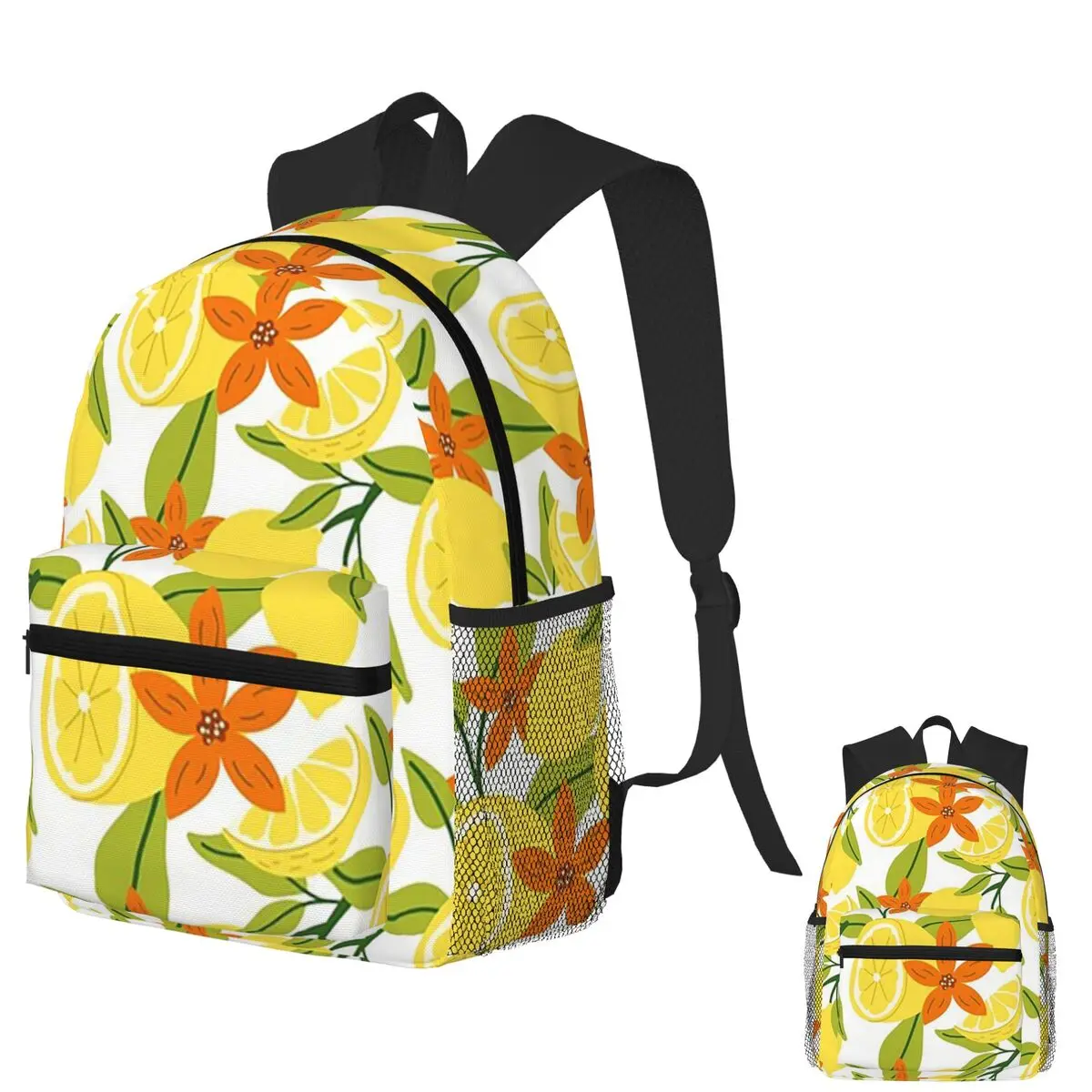 

Tropical Lemon And Leaves Student Backpack School Bag Hiking Travel Daypack for Men Women Bookbag Shoulder Bags