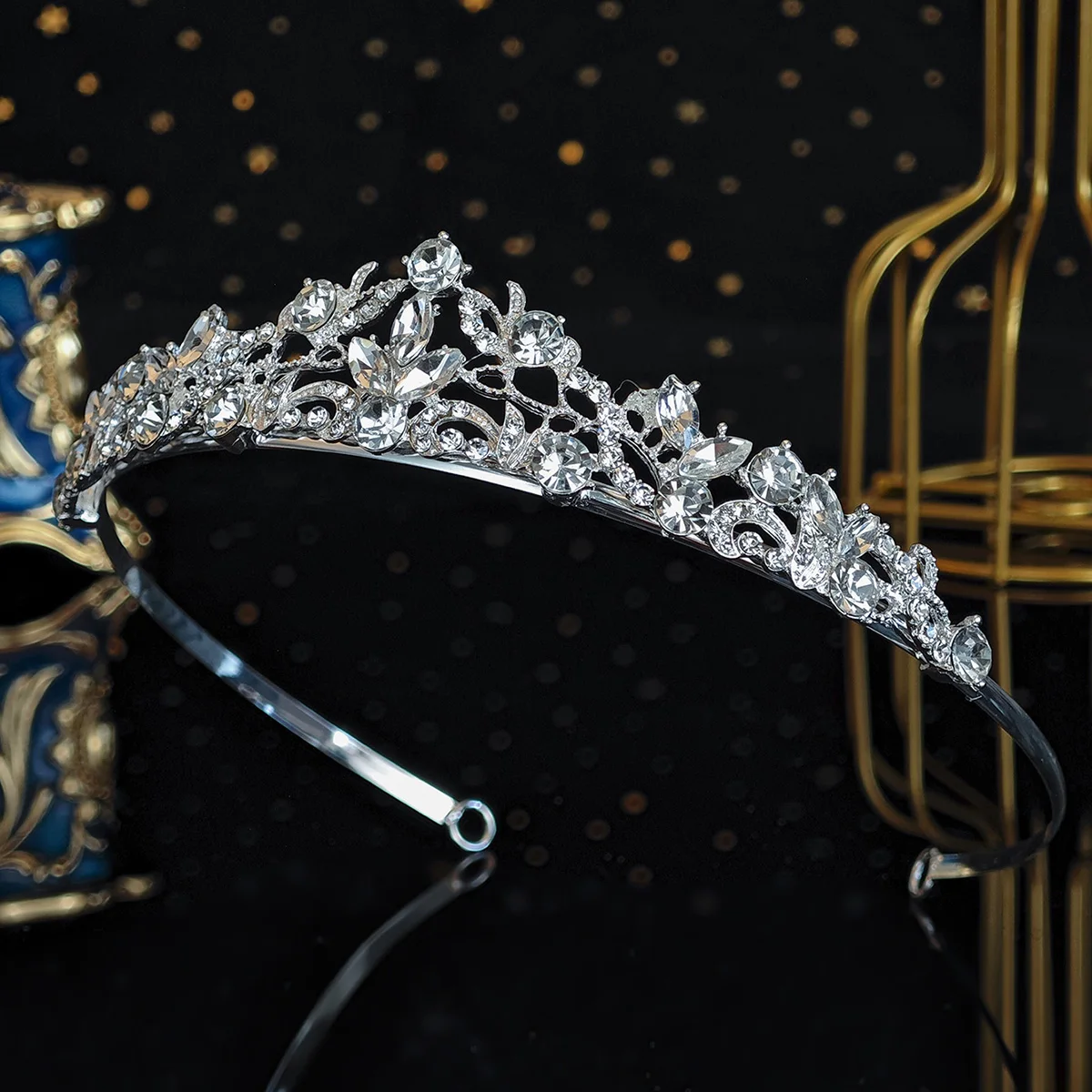 Silber Kristall Strass Prinzessin Kuchen Krone Braut Hochzeit Tiaras Geburtstag Party Mode Kopfschmuck Brautjungfer Geschenk für Frauen – Detail 4