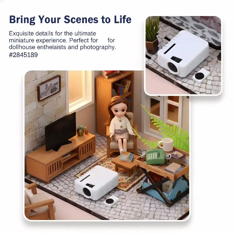 Miniature Simulation Projector Ornaments With Remote Controller 1/12 Dollhouse Mini Projector Model Micro Scene Decoration Toys
