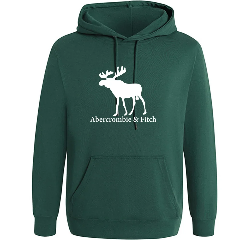 Men\'s Hoodies Autumn New Fashion Hoody Deer Print Plus Fleece Elastic Tops Pullover Casual Women Sweatshirts Hip Hop Streetwear