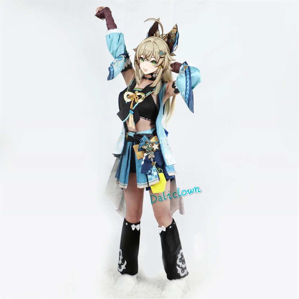 GenshinImpact Kirara Cosplay para Mulheres, Sapatos, Peruca, Gato, Orelhas, Cauda, Conjunto Completo, Jogo Anime, Acessórios de Halloween, 3XL