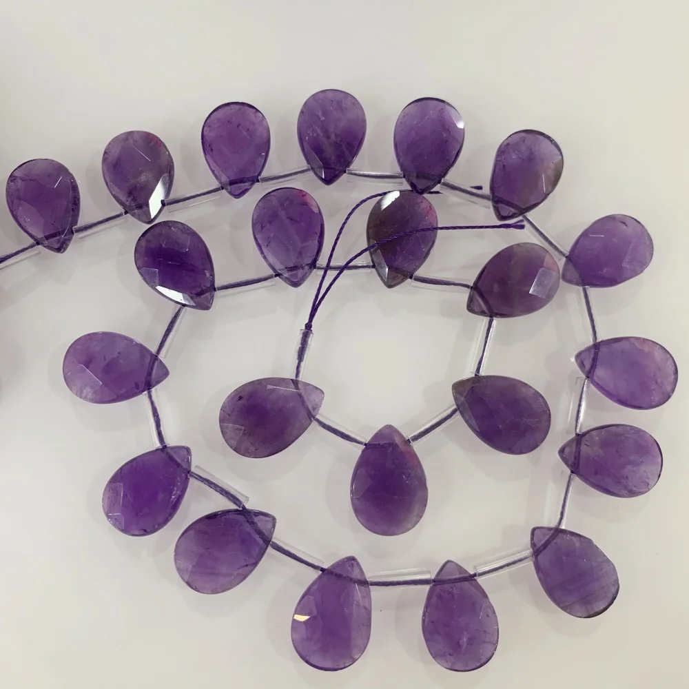 

13x18mm Natural Amethyst Lazuli Faceted Teardrop Gemstone Crystal Loose Beads DIY for Necklace Earrings Pendants Accessories