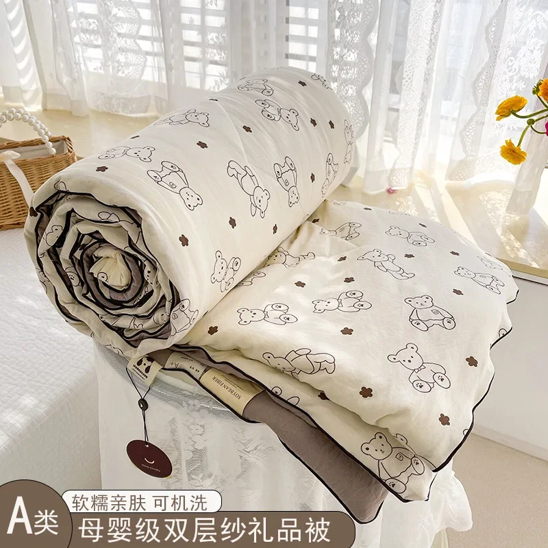 Quilt Cooling Summer Duvet Set King Queen Single Double Seersucker Duraron Pad Washable Blanket Bedding Cool Cotton