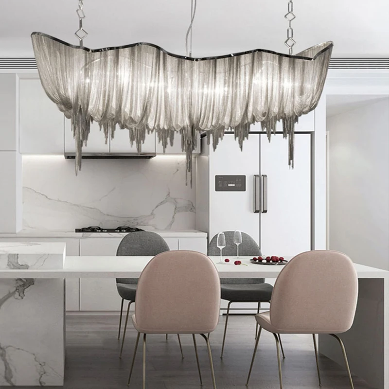 

Scandinavian LED chain tassel chandelier, dimmable Suitable for dining room Novelty home decor ceiling