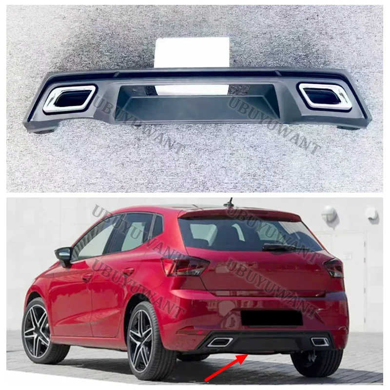 For Seat Ibiza MK5 6F 2017 2018 2019 2020 2021 Rear Bumper Diffuser Body Kit Accessories FR Style Matt Black Chrome Tips - view 5