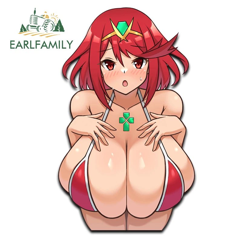 EARLFAMILY 13cm x 8cm for Xenoblade Homura Big Breast Car Sticker Sexy Hot Anime Girl Decal Vinyl Windows Creative Laptop Decals