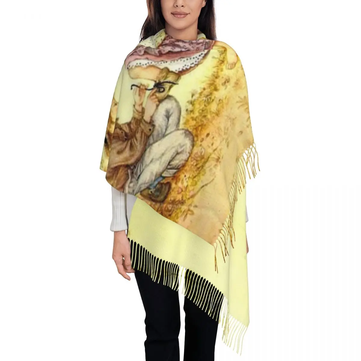 

Stylish Sarah Kay Tassel Scarf Women Winter Fall Warm Shawl Wrap Female Cartoon Girl Scarves