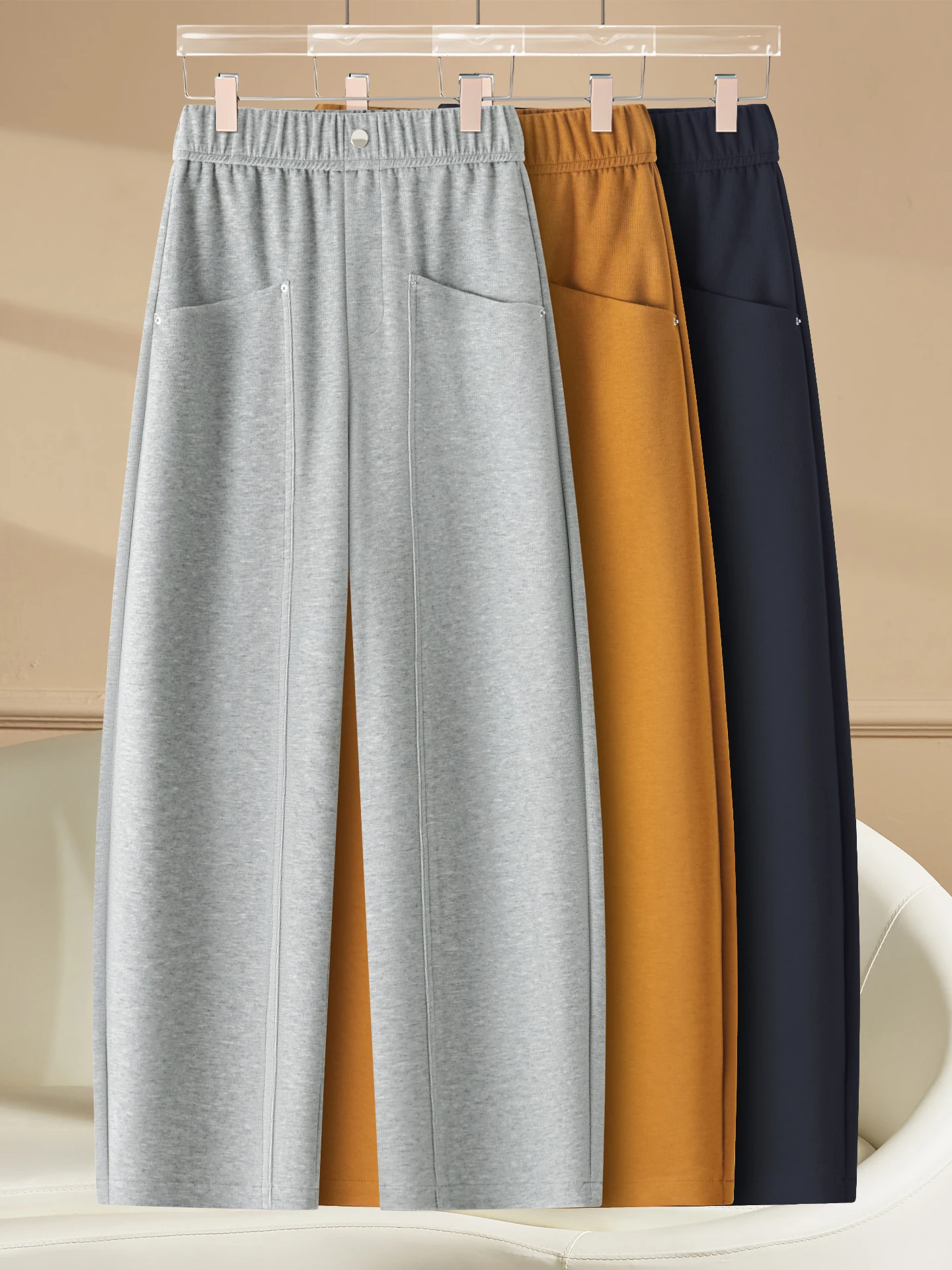 

High Waist Straight Leg Bend Knife Pants Women's Spring Autumn New Small Size Elastic Loose Slimming Casual Scythe Sweatpants