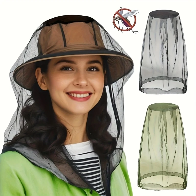2Extra large mosquito net with attached face shield- Heavy-duty insect-proof net, Fine mesh for insect protection, Compatible wi
