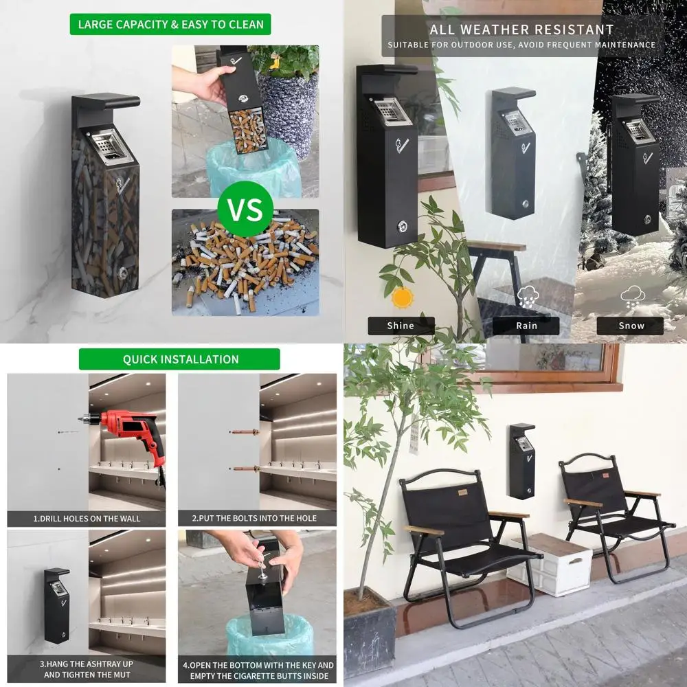 

Metal Outdoor Waste Bin with Detachable Bucket for Home, Office, and School Use