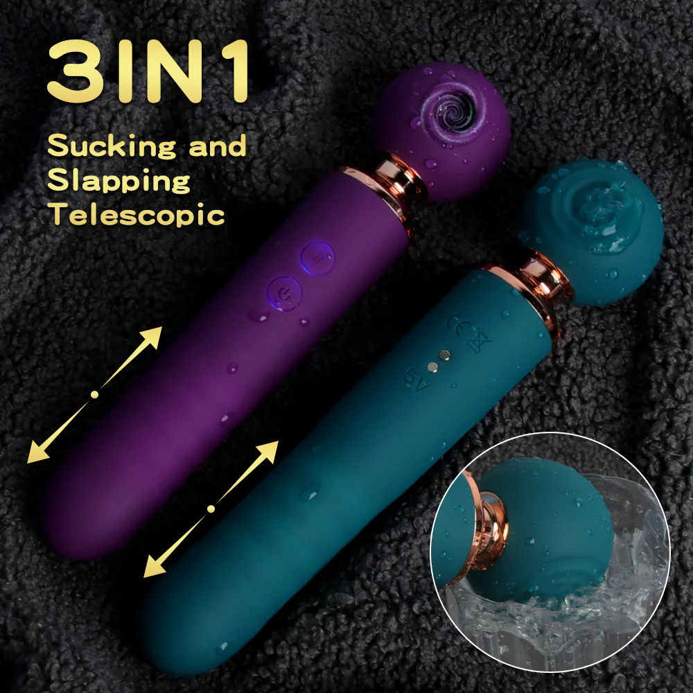 AV Magic Wand Women Vibrator Telescopic Vibration G-Spot Vaginal Stimulator Clitoral Slap And Sucking Vibrator Female Sex Toys