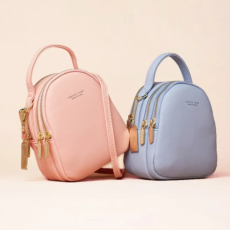 Big Capacity 3 Layer Women Backpack Fashion Small Backpack Ladies Shoulder Crossbody Bag Soft Leather Female Mini Bolsa