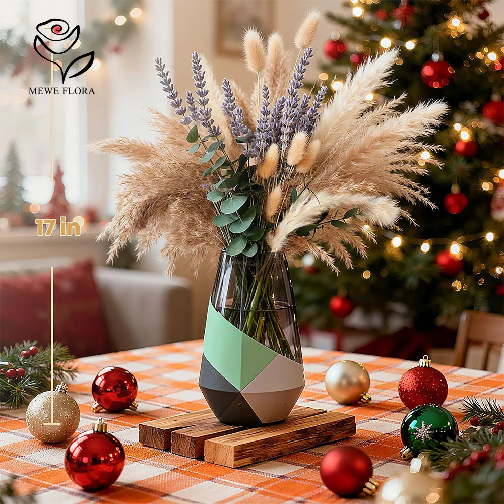 92 سيقان الزهور المجففة الاصطناعية بامباس العشب الأخضر أوراق الأوكالبتوس باقة لترتيبات المنزل ريفي الجدول زهرية حشو #3