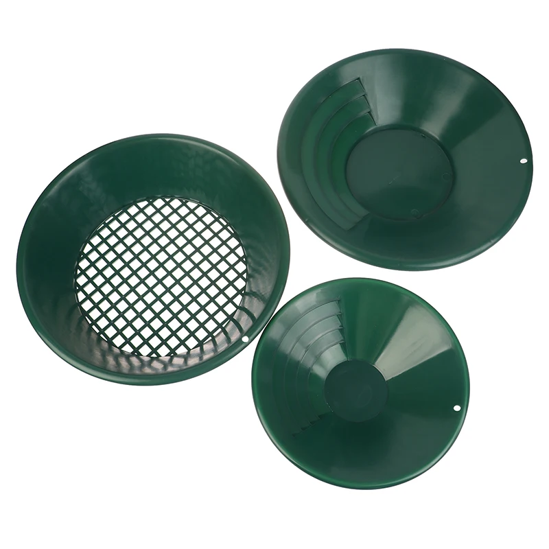 Máquina de lavado de oro, pantalla de minería, herramientas de detección de metales, tamiz de oro, cuenco de plástico verde, 10/14/15 pulgadas