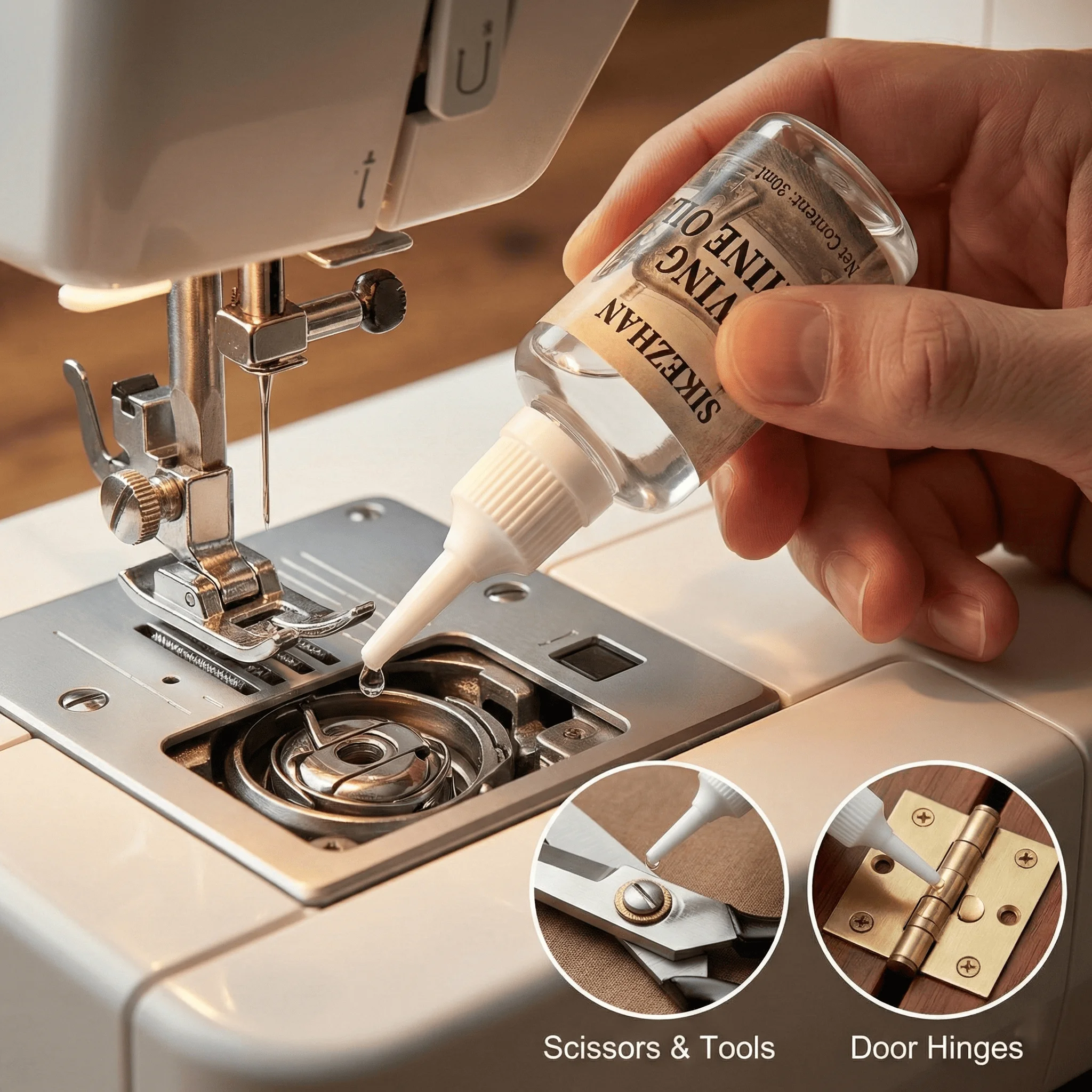 Universal Sewing Machine Oil High-Temp Lubricant for Door Hinges, Locks, Garage & Fans - Anti-Rust Household Maintenance Lube