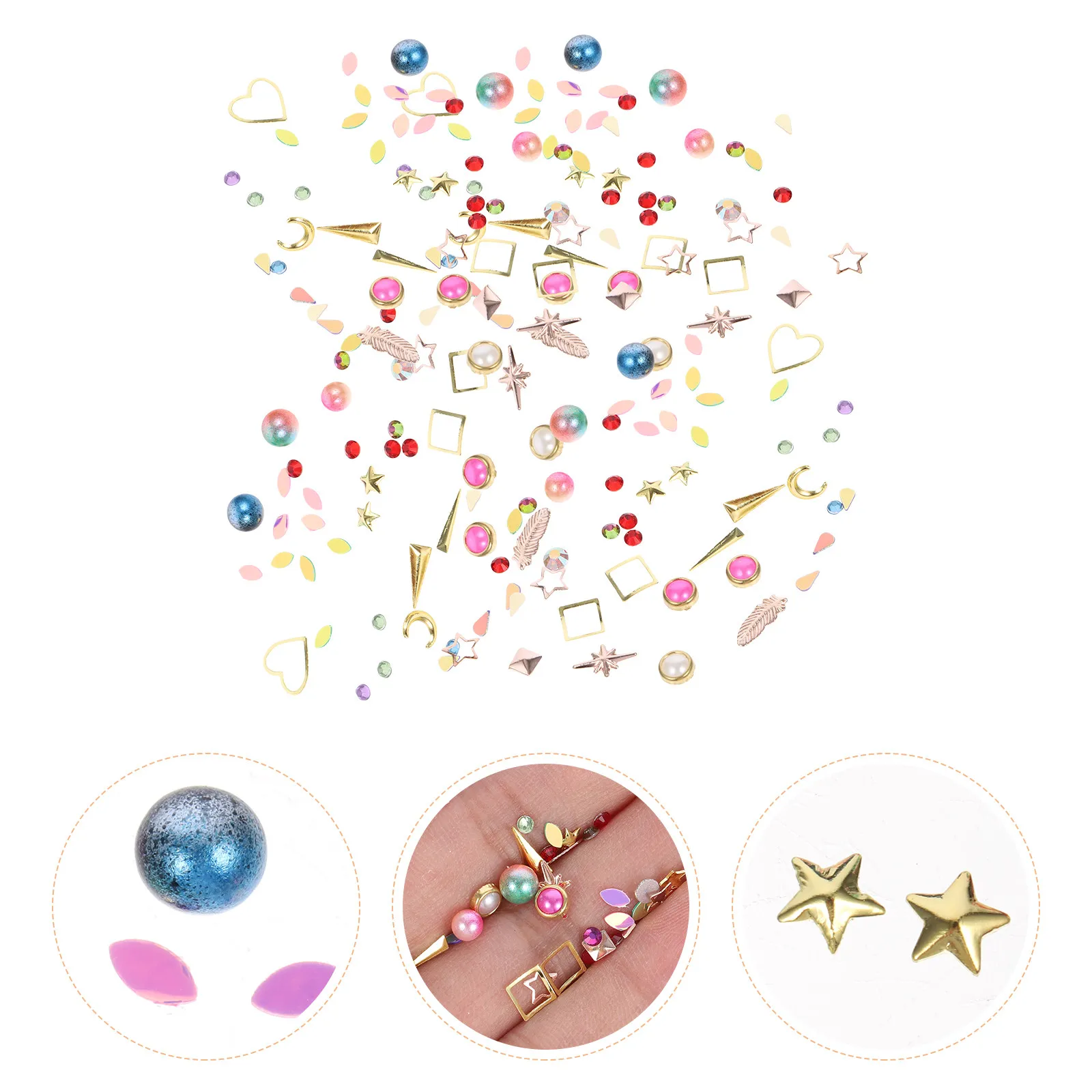 Pearl Nail Rhinestones Gems Studs Sequins Nail Art Supplies Charms Decorations DIY Craft Nails Sparkle