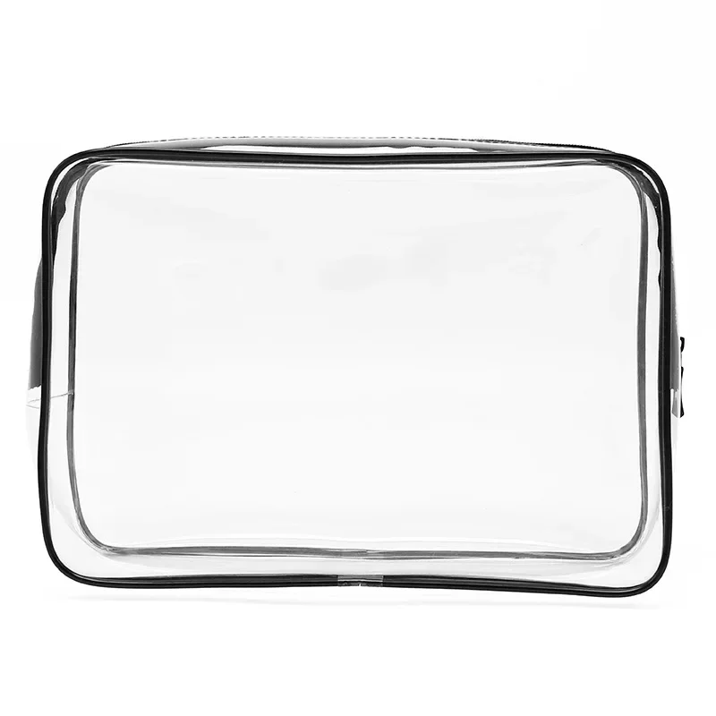 Large Capacity Transparent Black Cosmetic Bag with Waterproof Zipper Women Men Travel Toiletry Organizer Makeup Wash Bag