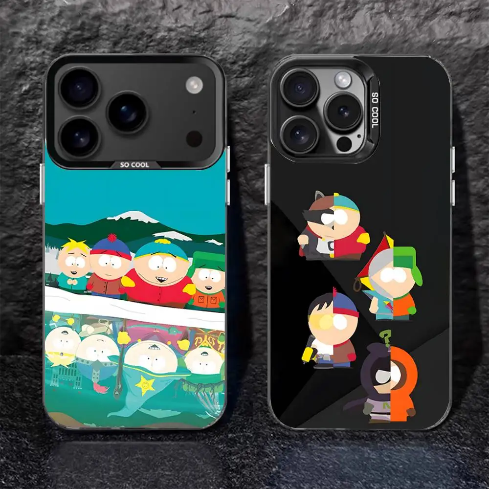 

Cartoon Funny S-South-P-Park Phone Case For iPhone 17,16,15,14,13,12,11,Pro,Max,Plus,Black Matte Shockproof Cover