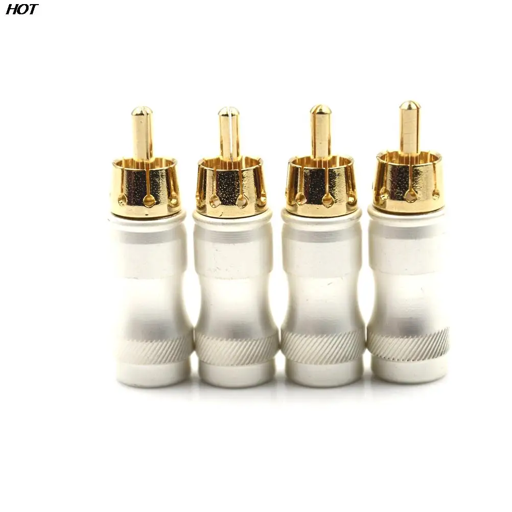 4pcs/lot Male Audio Video Connector Gold Adapter For Cable DIY gold snake RCA Plug HIFI Goldplated Audio Cable RCA