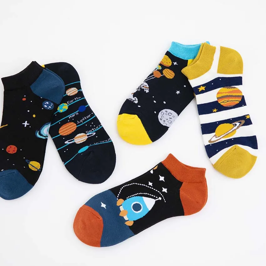 Calcetines de hombre de gran tamaño, cómodos, transpirables, absorbentes del sudor, a prueba de olores, calcetines de agarre de algodón puro, calcetines tobilleros divertidos de dibujos animados para ciclismo