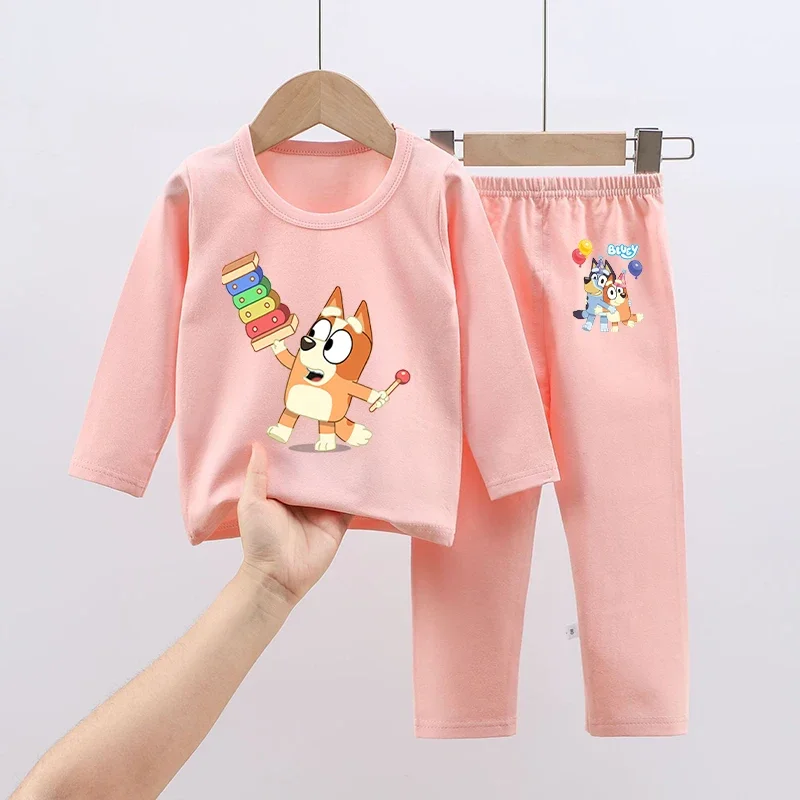 

Blueye Girl Bingo Chilli Pink Pajamas Suit Long Sleeve Warm Anime Cute Sleepwear Tops Pants Nightwear Set Clothes Kids Xmas Gift