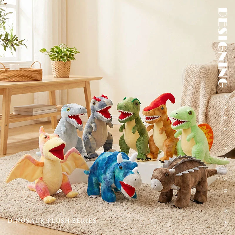 Image of Neue Niedliche Dinosaurier-Plüschtiere Dschungel-Plüschpuppen Ankylosaurus Triceratops Tyrannosaurus Pterosaurier Dilophosaurus Spielzeug Kindergeschenke