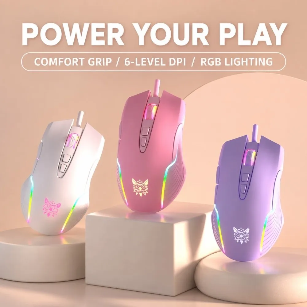 Portable RGB LED Light CW905 Wired Gaming Mouse Adjustable 6400DPI 7 Buttons Optical Gaming Mouse USB Gaming Mouse for Daily Use