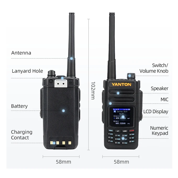 YANTON T-X7D Walkie talkie long range 50km 5W Uhf Vhf professional radio commutator sim cardInterphone