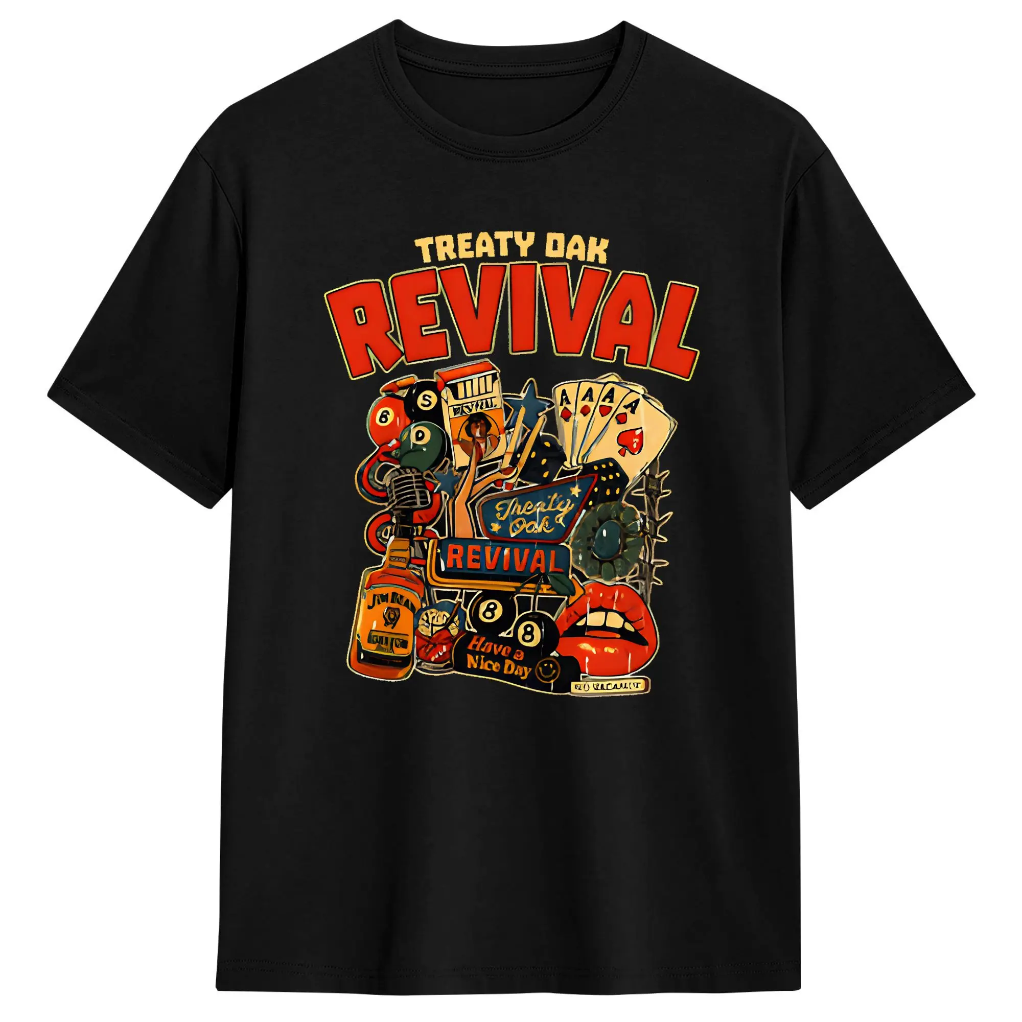 Country Music Band Treaty Oak Revival T-Shirt Summer  Cotton T-Shirts For Men Harajuku Pattern Tshirt Short-Sleeve Vintage Tops
