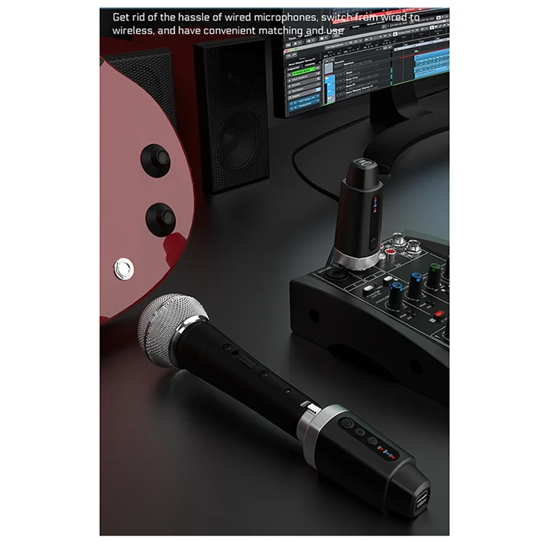 

ABMF-M-04 Wireless Transmitter Receiver Dynamic Microphone FM Wired To Wireless Microphone Instrument Wireless Transmitter