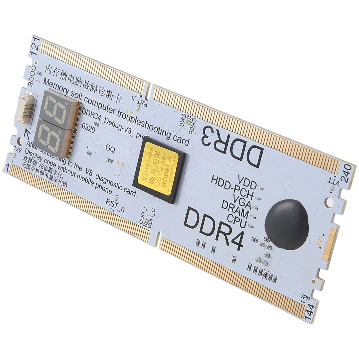 

A06K Laptop/Desktop Motherboard Memory Slot DDR3/DDR4 Diagnostic Analyzer Debug Test Card for DDR3/4 Notebook Repair