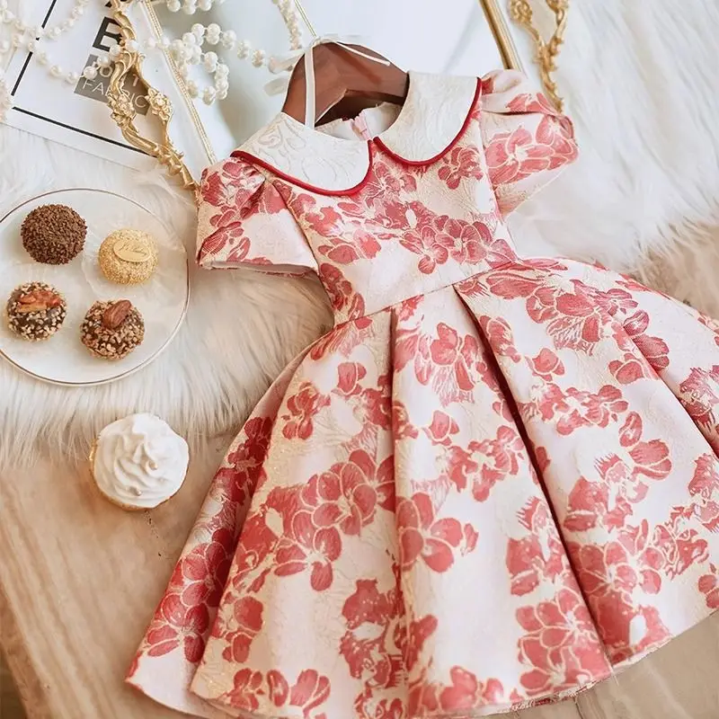 Luxury Children's Wear Eid Girls' Dresses Fashion Formal Gown Evening Dress Summer Flower Girls Princess Wedding Lovely Clothes