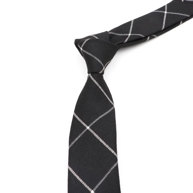 Classic Mens Solid Cotton Handmade 6cm Ties Striped Narrow Collar Slim Necktie Black Red Blue Formal Business Wedding Tie Gift 2