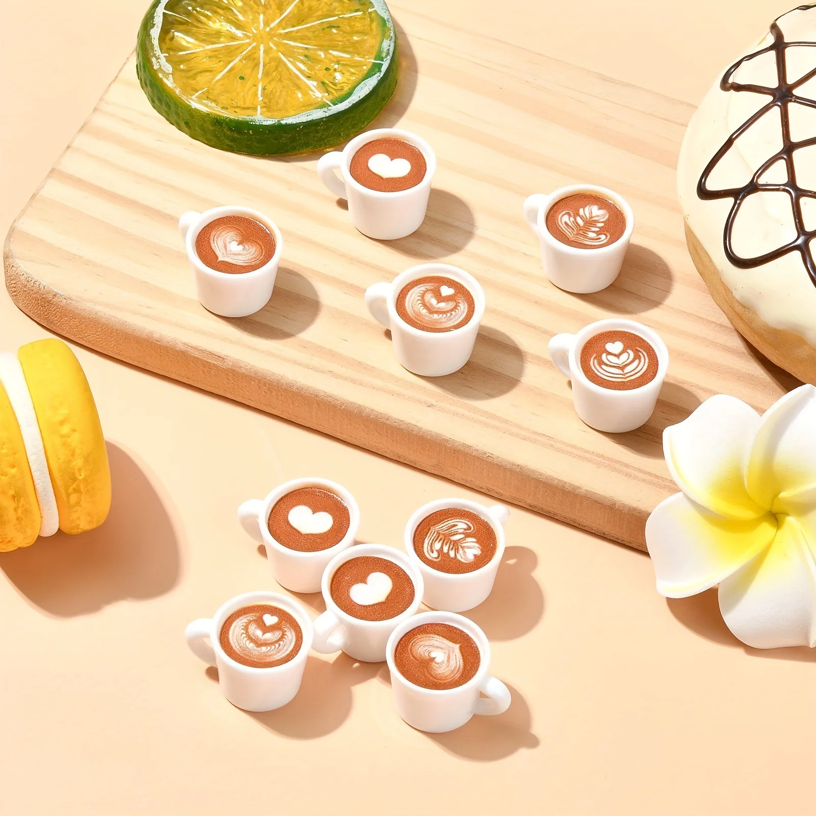10/20/30 Pieces Miniature Coffee Cup Charms with Latte Art Design for DIY Jewelry Making and Handmade Resin Pendant Decorations