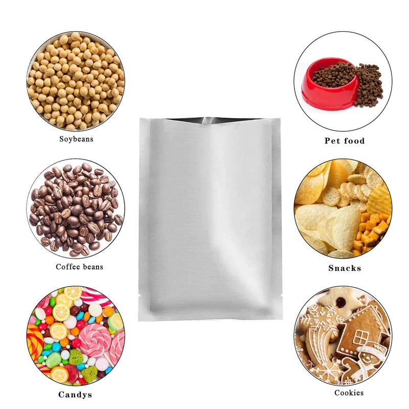 Sellador al vacío de plata de 5-50 piezas, bolsas de papel de aluminio Mylar, bolsas de almacenamiento, herramientas de cocina para el hogar