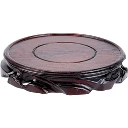 1 pcs Solid Wood Display Stand Base 5.4x1 inch/13.8x2.3cm Circular Pedestal Vase Display Stand Oriental Carved Wooden