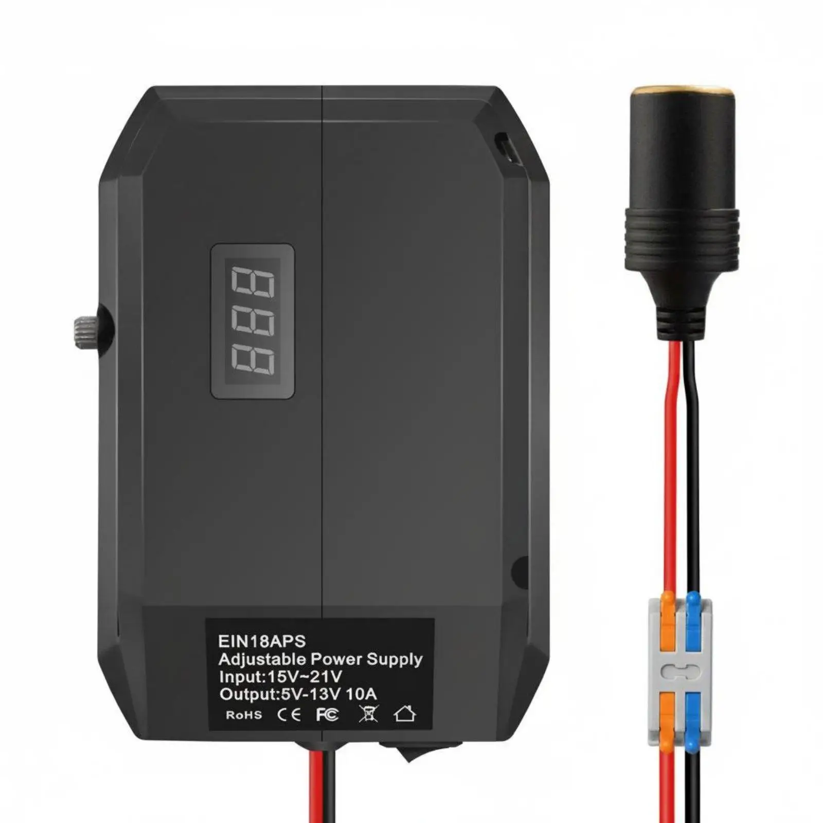 Adjustable Adapter Overcurrent Protection Tool Electrical Potential Reducer Built-in Switch 18V to 12V Converter for DIY Users,