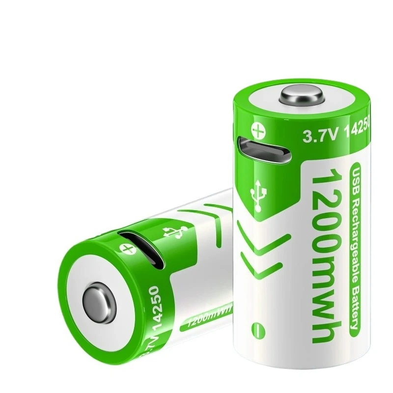 4 ชิ้นสำหรับแบตเตอรี่ลิเธียม 14250 USB ความจุขนาดใหญ่ประเภท-C 3.7V แบตเตอรี่แบบชาร์จไฟได้เครื่องมือวัดอิเล็กทรอนิกส์เครื่องชั่งน้ำหนักแบตเตอรี่