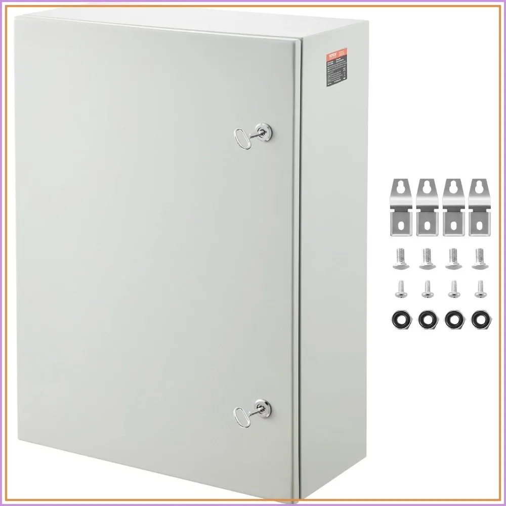 VEVOR 28x20x10in Steel Electrical Box, IP66 Waterproof, Wall-Mount Enclosure with Mounting Plate & Lock
