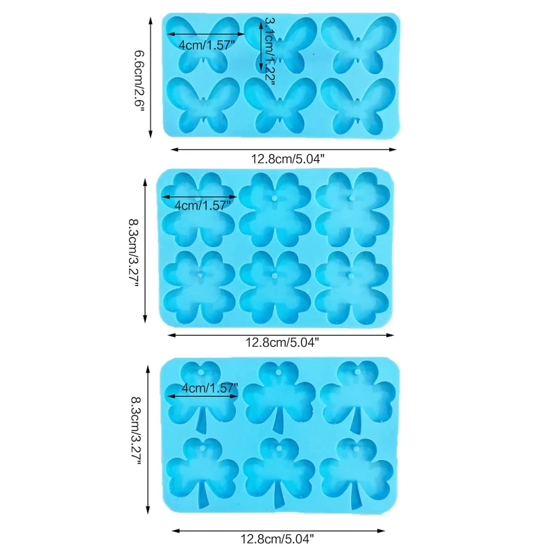 3x dla motyla formy silikonowe koniczyna Shamrock brelok forma żywiczna epoksydowa forma odlewnicza dla DIY kolczyk wisiorek C