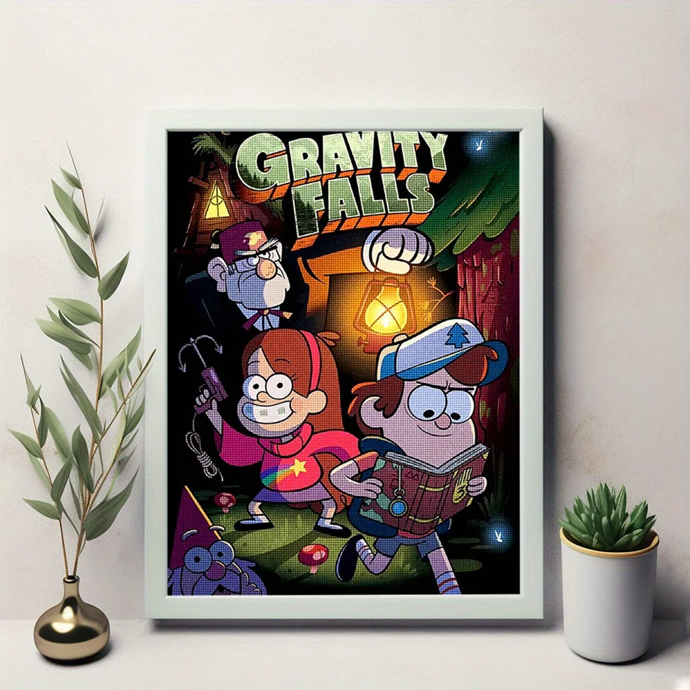 طقم طلاء ماسي 5D من Gravity Falls - فني قماشي كرتوني مقاس 30.0 × 40.01 سم، ديكور منزلي DIY مع تصميم مغامرة مابل وقحافة #4