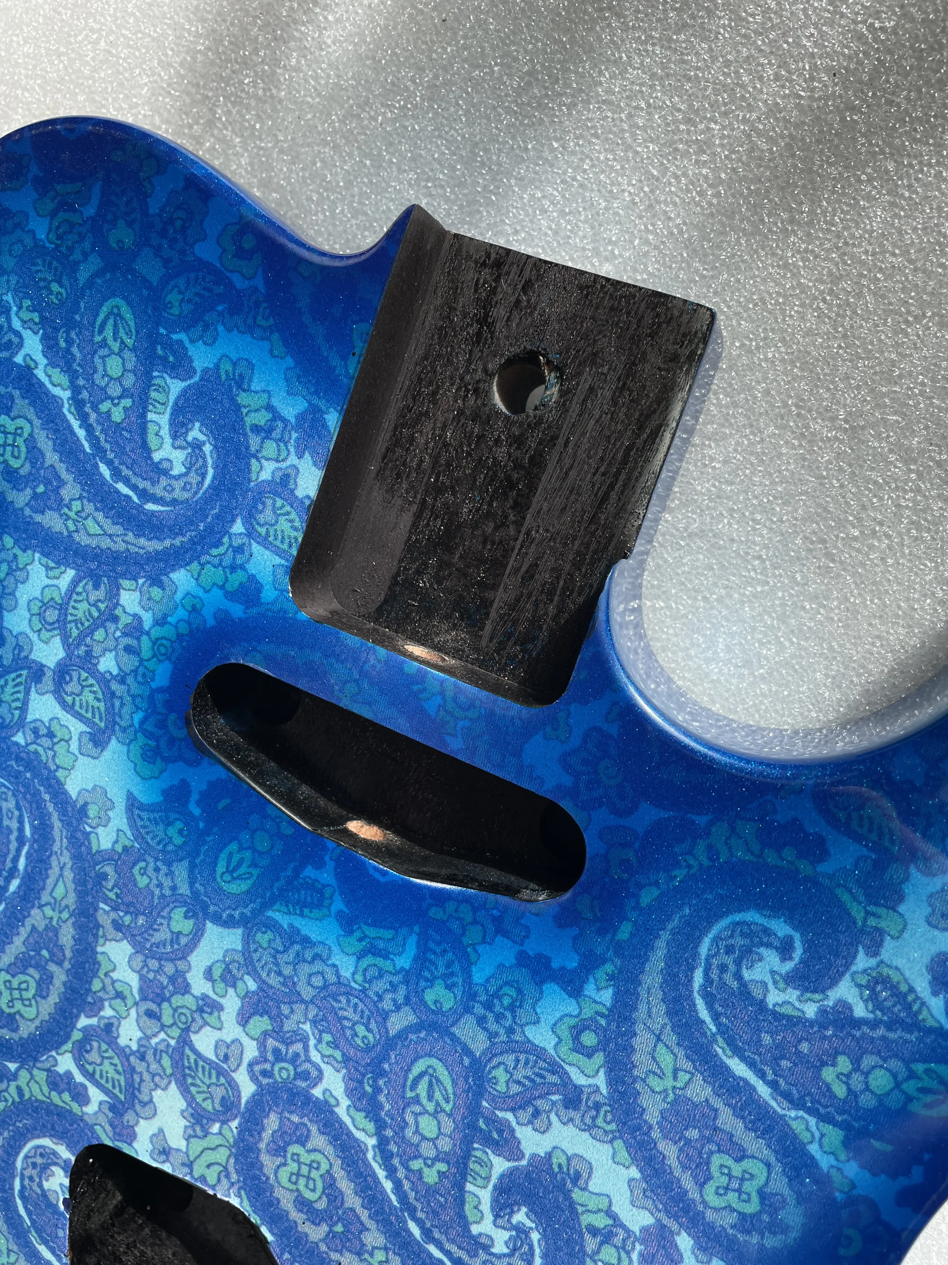 Electric Guitar Body Gloss Finished, Blue Amoeba Pattern, Solid Mahogany Wood, Real Photos, Wholesale, New, In Stock