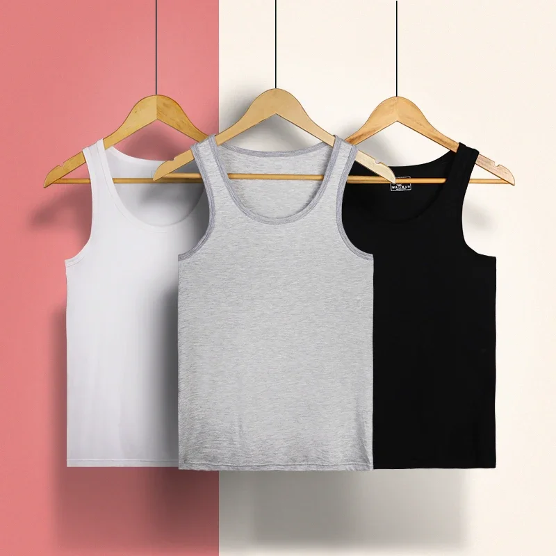 Men's tank top summer fashion slim-fit hurdling sports fitness Modal inside wearing a white undershirt with a base for men tight