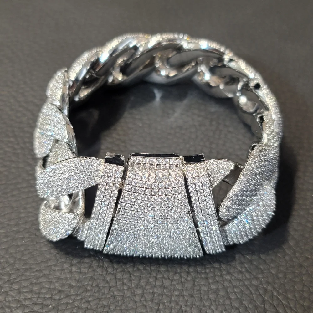 Iced Out Fashionable Miami Cuban Chain Heavy 24MM Bracelet Full Diamonds Necklace  Laser Engraving On The Back Hip Hop Jewelry
