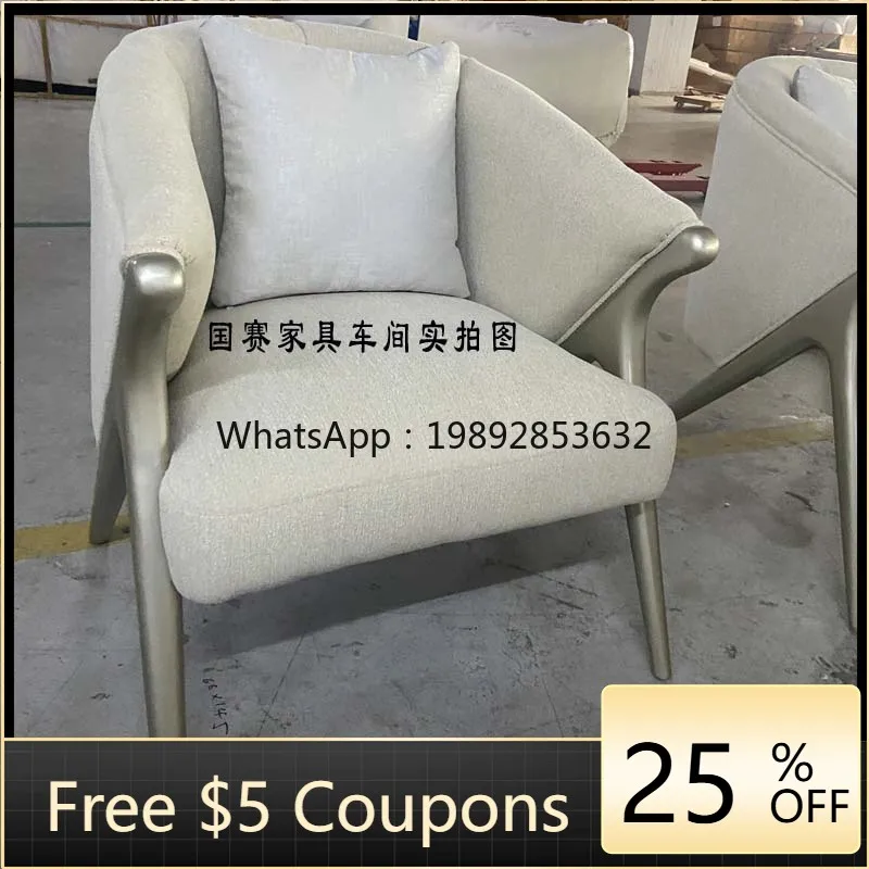 

LYY American Style Solid Wood Villa Living Room Single Sofa Chair Sales Office Discussion Rest Area Solid Wood Craftsmanship