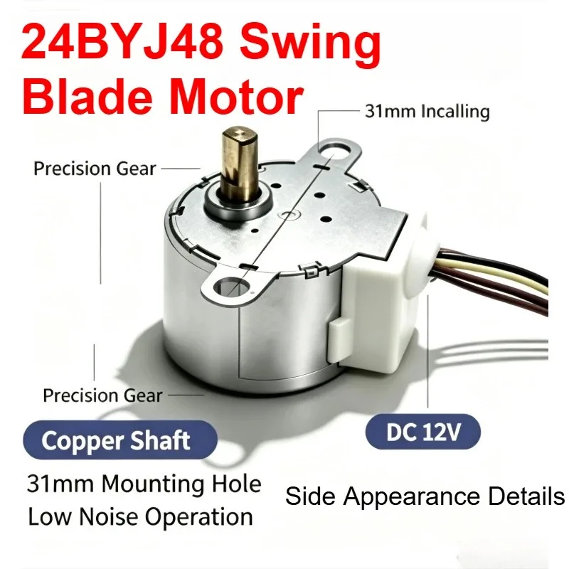 24BYJ48 12V Swing Stepper Motor, Indoor Unit Wind Deflector Motor for Mitsubishi Heavy 1HP/1.5HP Wall-mounted Repair Replacement