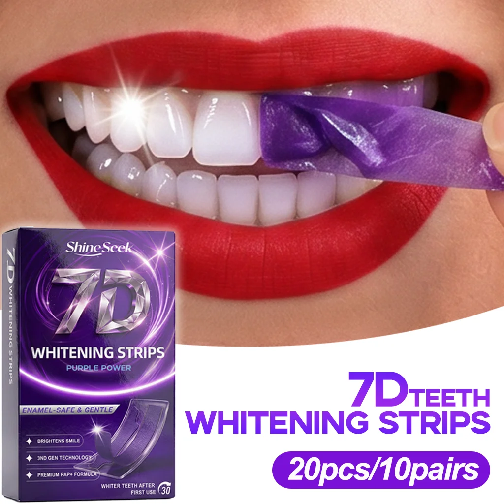 20Pcs/10Pairs Brand New Upgraded Pap+Purple 30-Minute Fast Whitening Tooth Strips, Third-Generation Purple Tooth Strip Technology, Gentle Whitening of Teeth, Does Not Contain Hydrogen Peroxide, Suitable for Sensitive Gums, Does Not Harm Gums, Non-Toxic and Non-Irritating, Suitable for Fast Teeth Whitening, for a Dazzling Smile