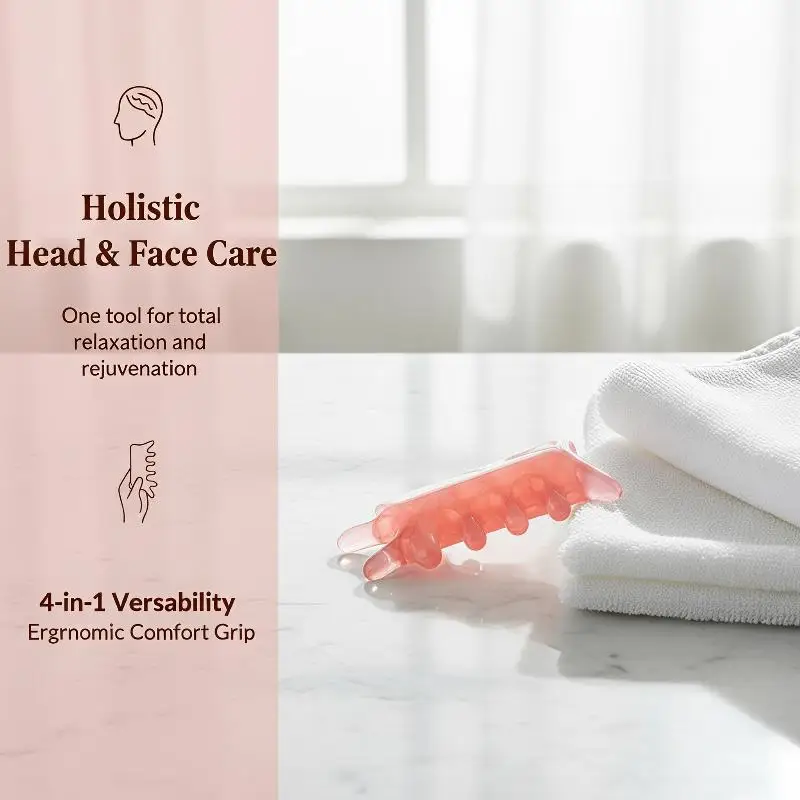 4 In 1 Scalp Massage Comb Resin Meridian Head Massager Ergonomic Guasha Tool for Post-work Relaxation Birthday Gift
