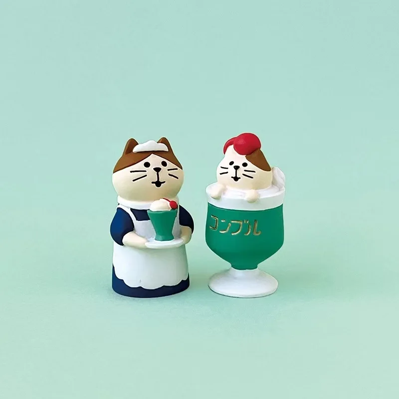 Figuras de ação de gato assar pão cafeteria série cena fotografia adereços interior do carro desktop acessórios ornamento em miniatura